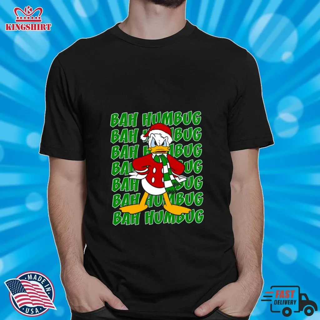 Disney Donald Duck Bah Humbug Christmas Text Stack T Shirt