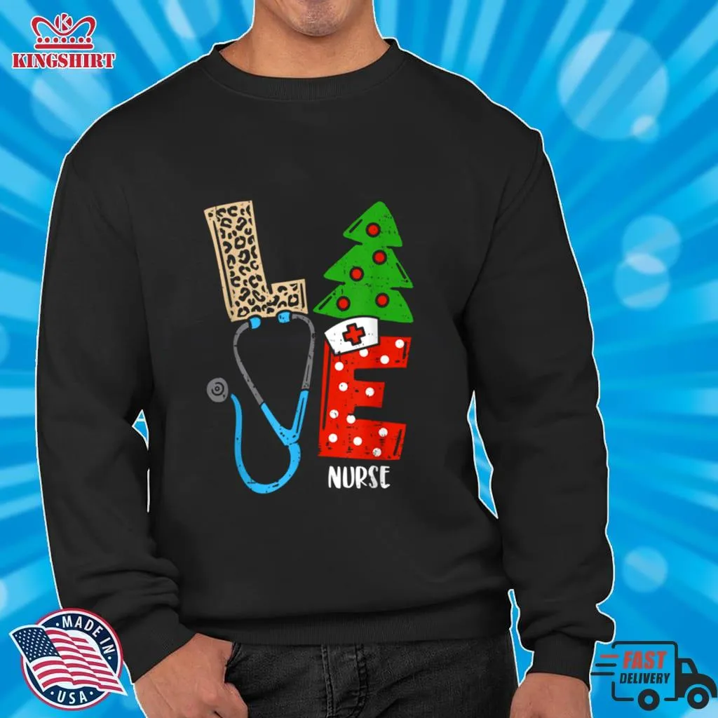 Love Stethoscope Snowflake Nurse Christmas Scrub Xmas Family Shirt