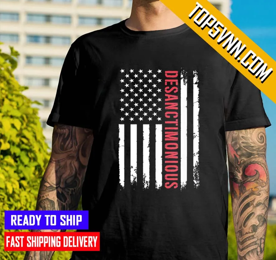 Buy Now Desanctimonious Ron Desantis 2024 Distressed American Flag Classic Shirt