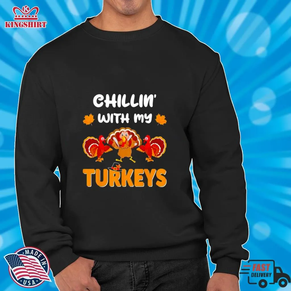 Chillin With My Turkeys Thanksgiving Family 2022 Vintage T Shirt