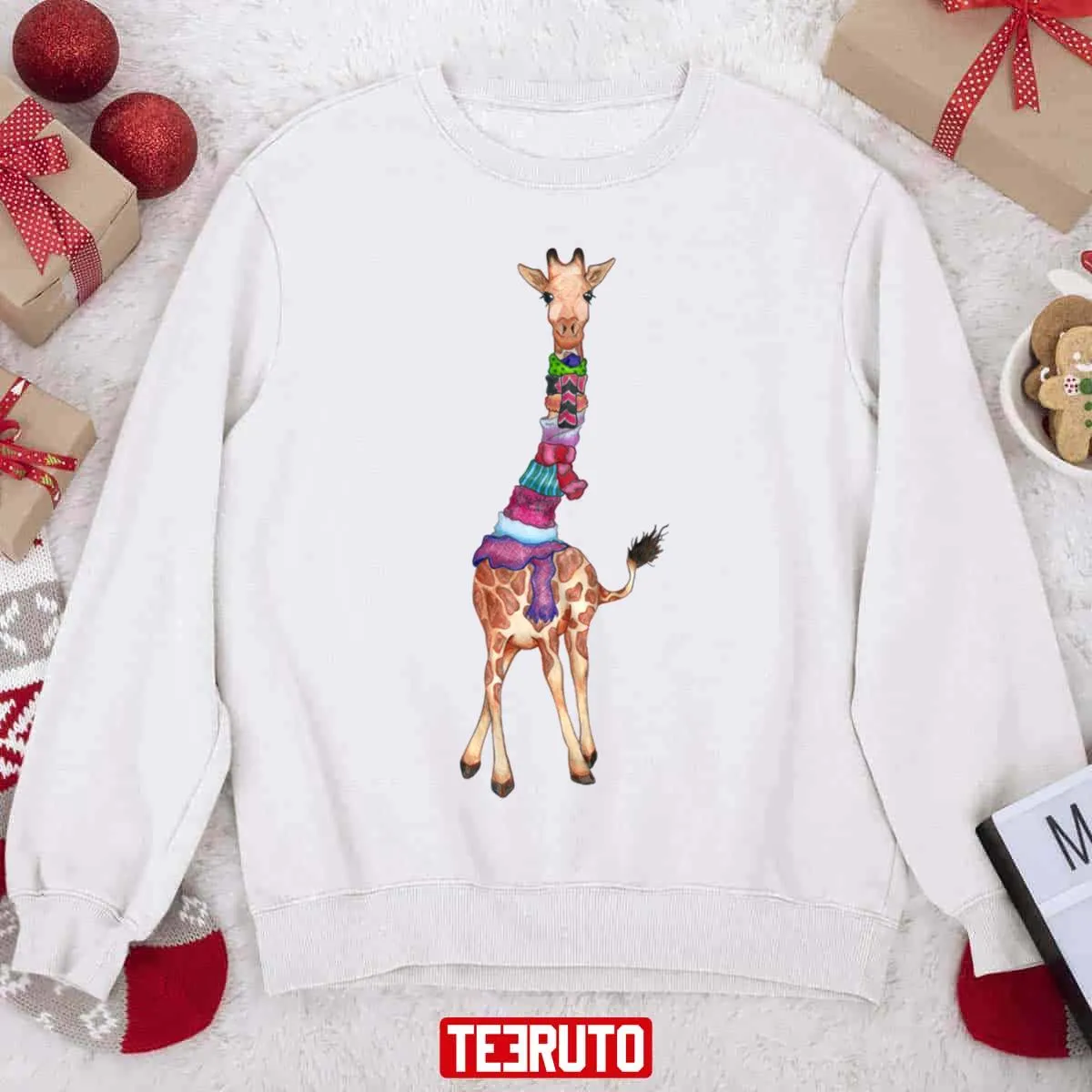 Cold Outside Cute Giraffe Illustration Christmas Unisex Sweatshirt