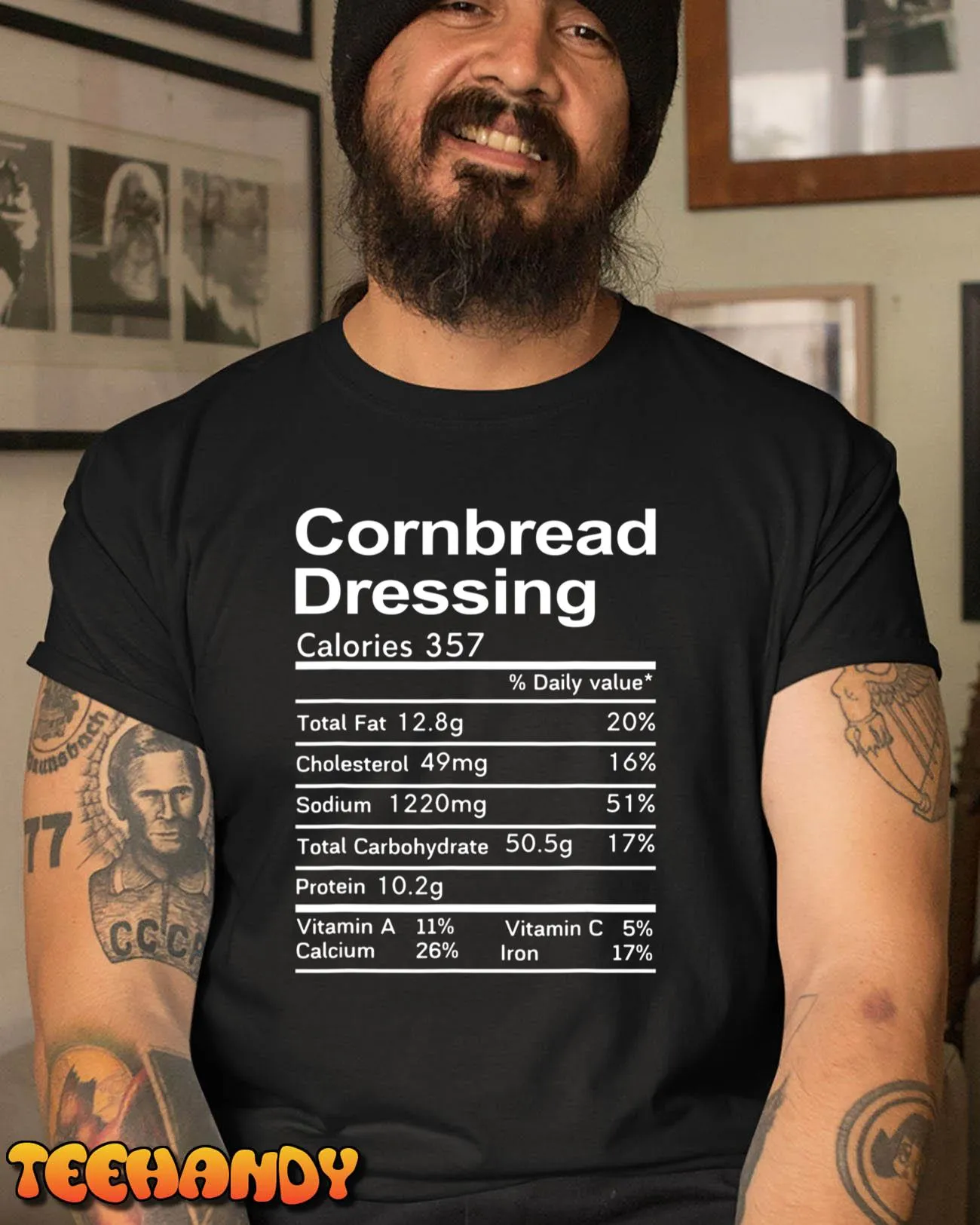 Cornbread Dressing Nutrition Fact Thanksgiving Men Women T Shirt