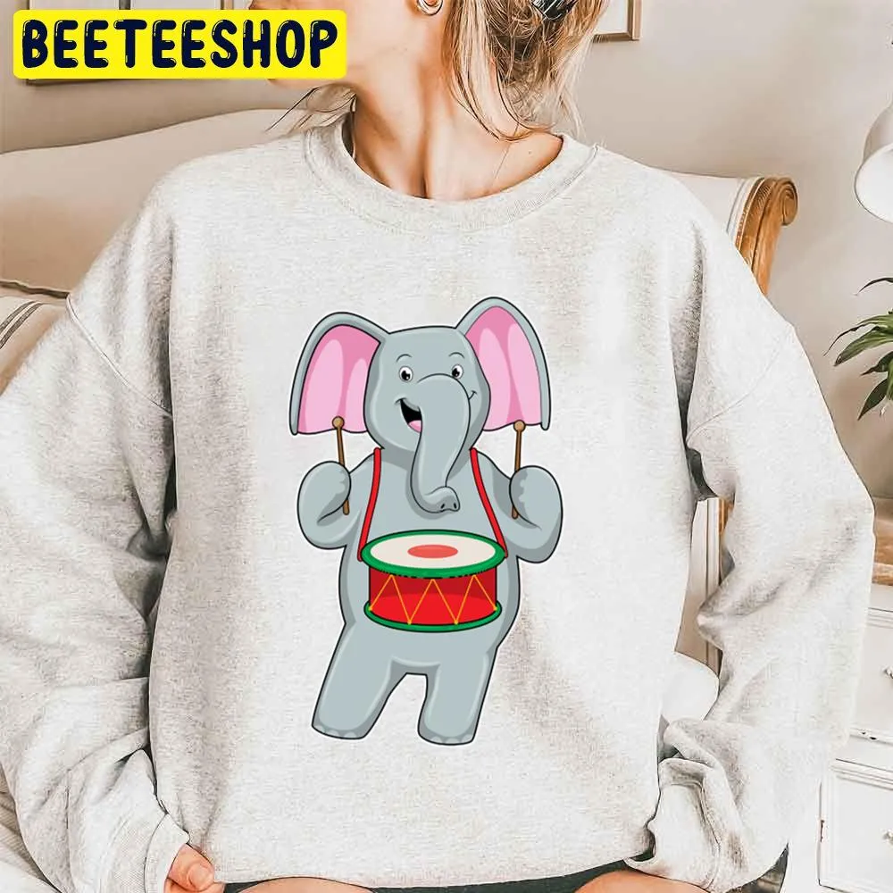 Elephant At Music With Drum Trending Unisex Sweatshirt