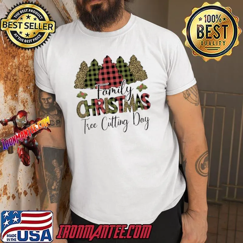 Family Tradition Cutting Day Plaid And Leopard Christmas Tree T Shirt
