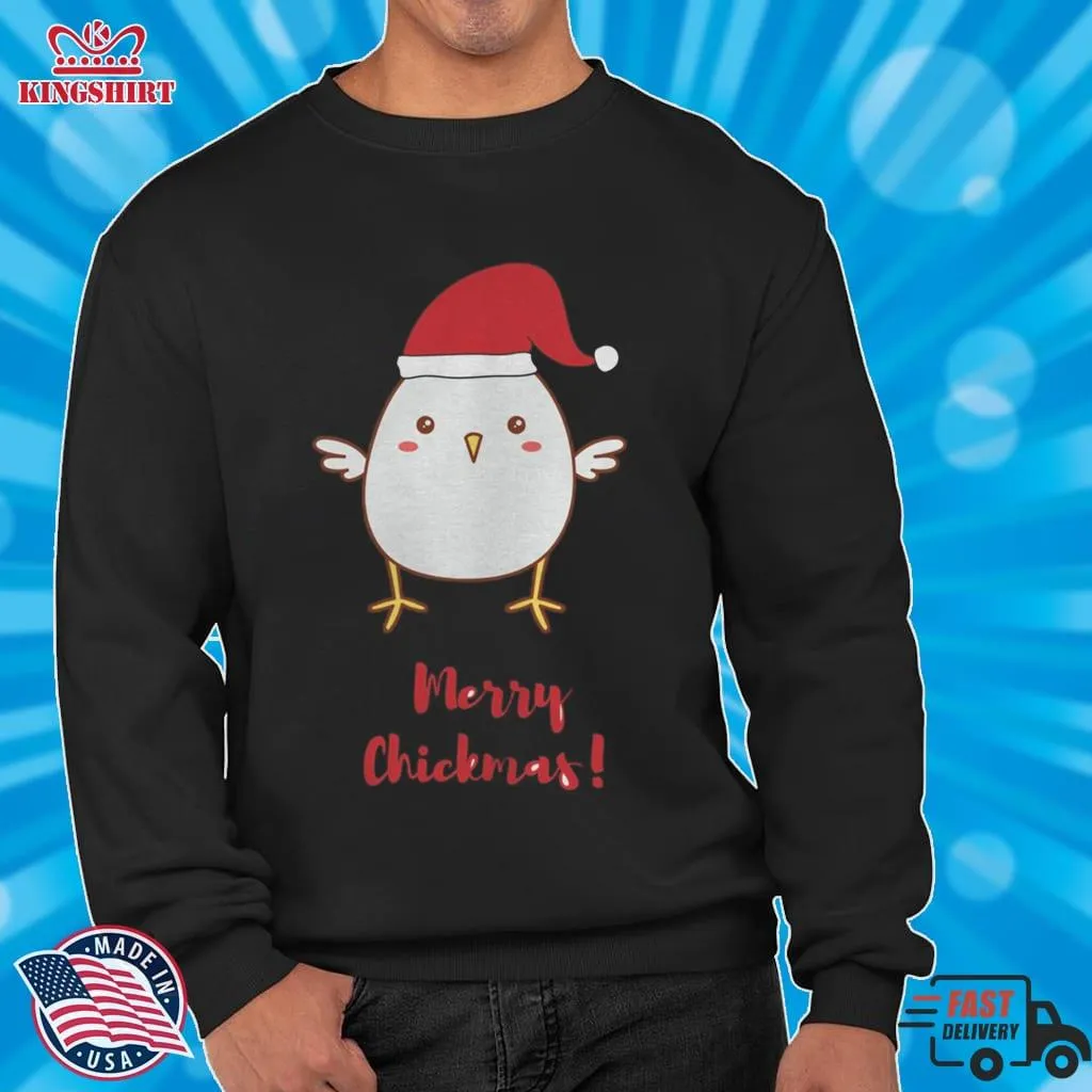 Merry Chickmas Chicken Hat Santa Clause Shirt