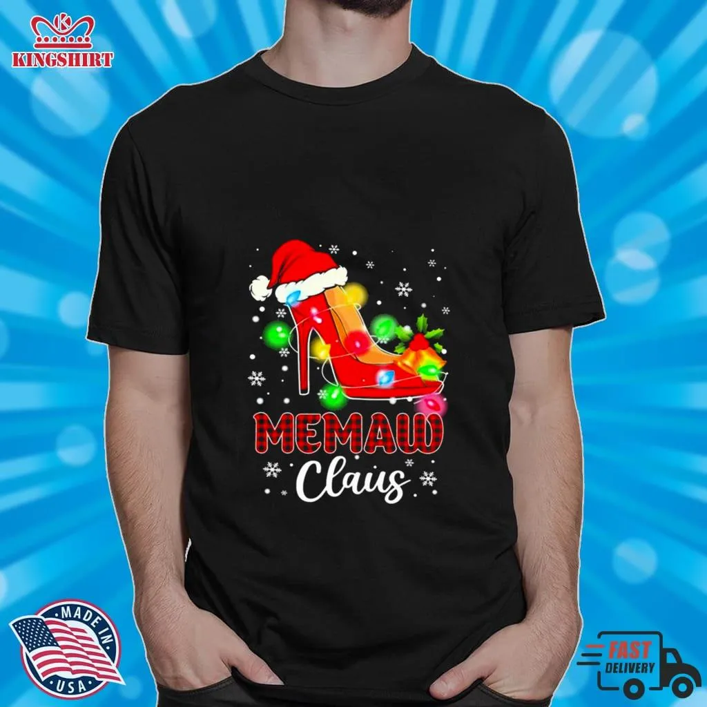 Santa High Heeled Memaw Claus Merry Christmas Light Shirt