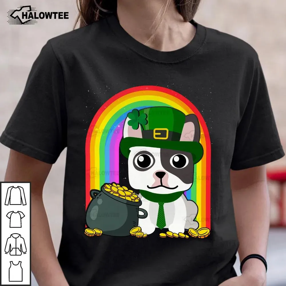 French Bulldog Leprechaun Shamrock Shirt Funny Rainbow Irish Clover St Patricks Day Dog