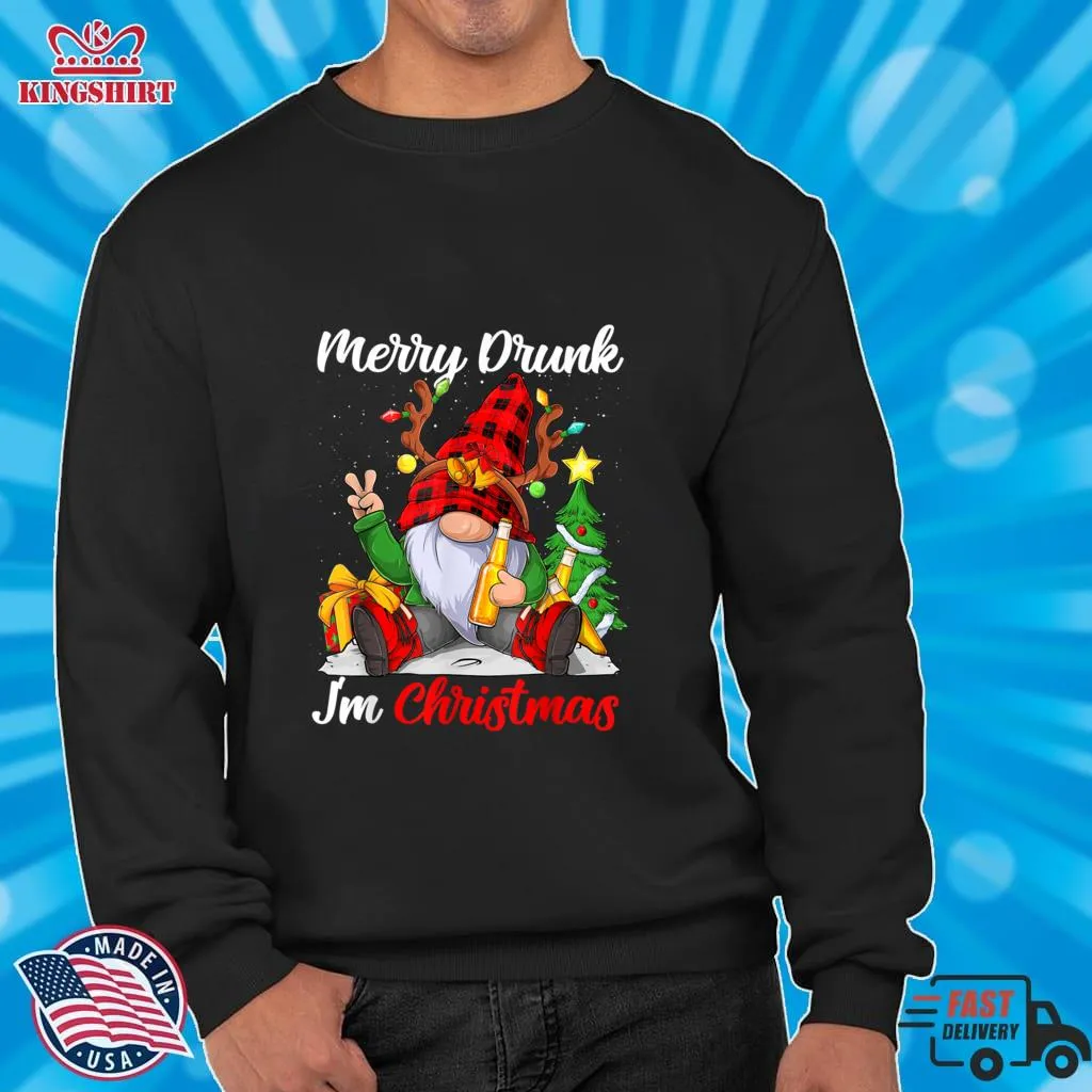 Funny Merry Drunk IM Christmas Matching Beer Lover Pajama T Shirt