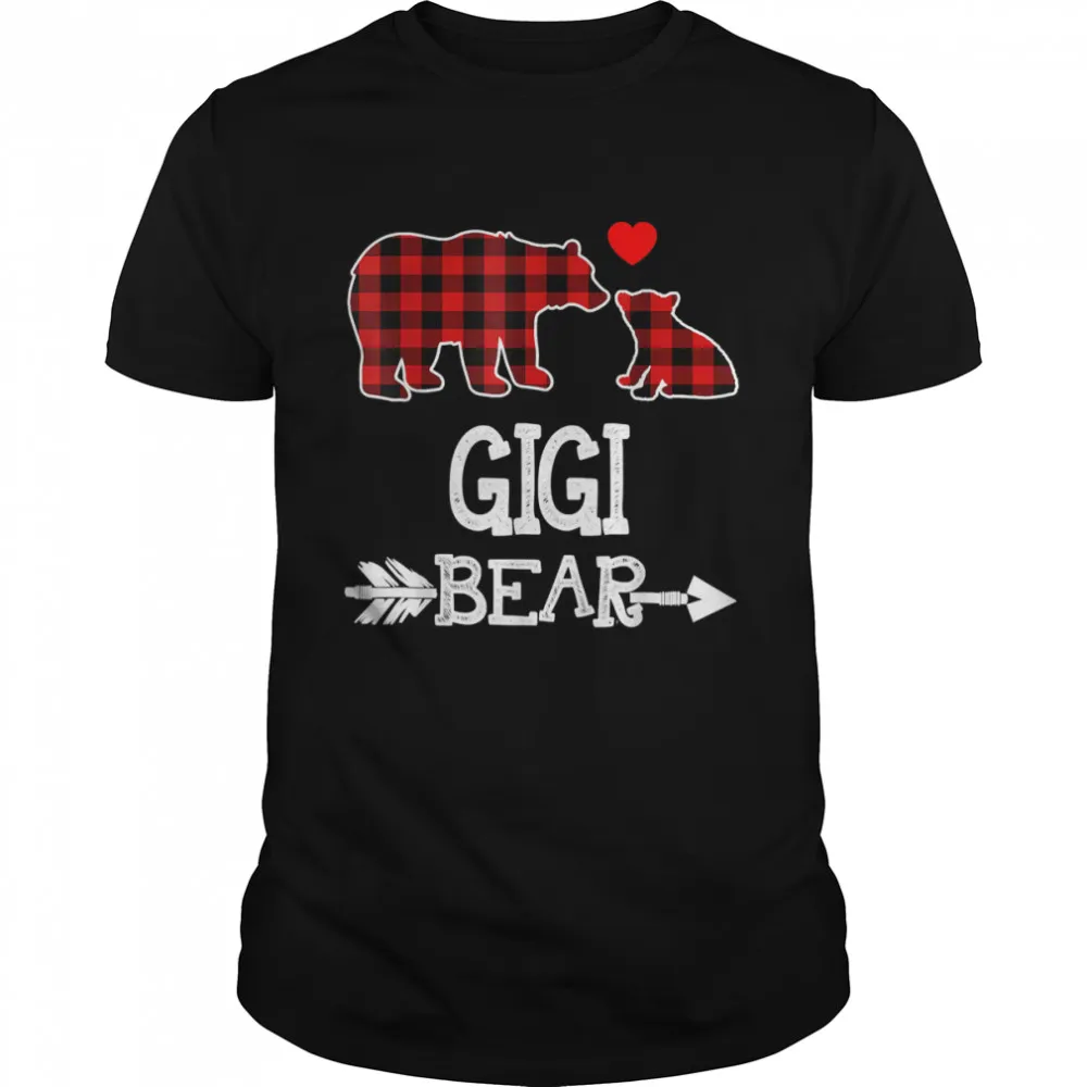Gigi Bear Red Buffalo Plaid Grandma Bear Pajama Shirt