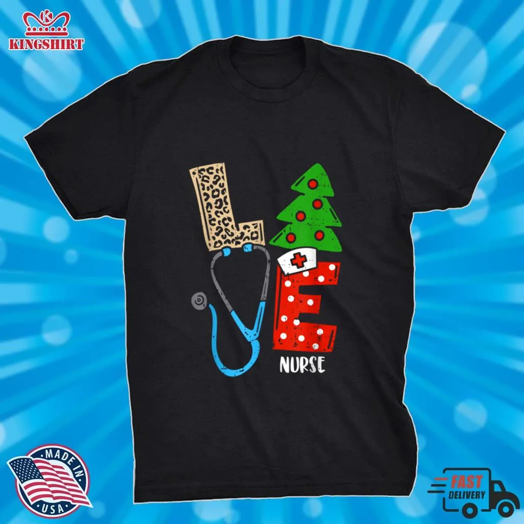 Love Stethoscope Snowflake Nurse Christmas Scrub Xmas Family Shirt