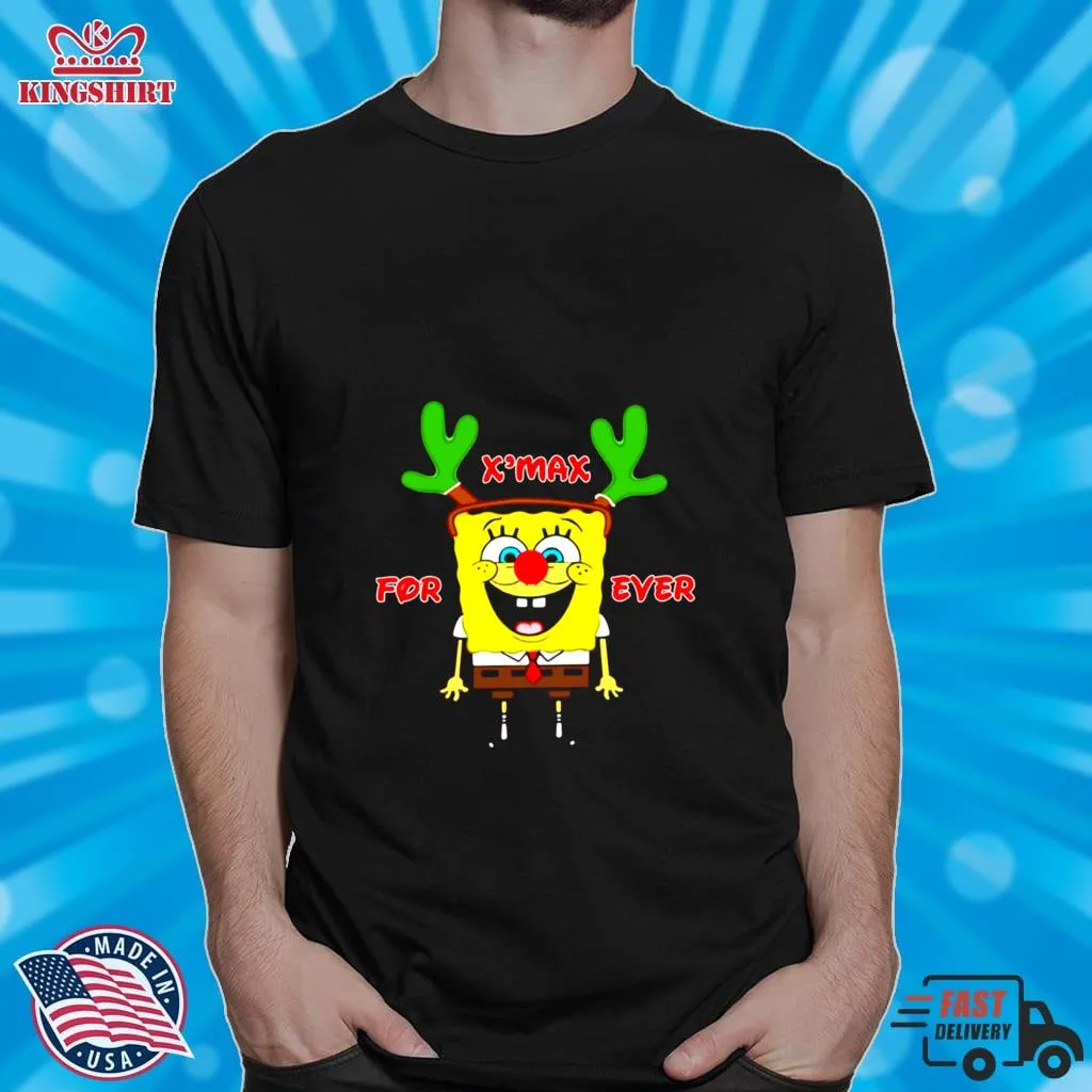 Reindeer Antlers Christmas Spongebob In X Mas Shirt