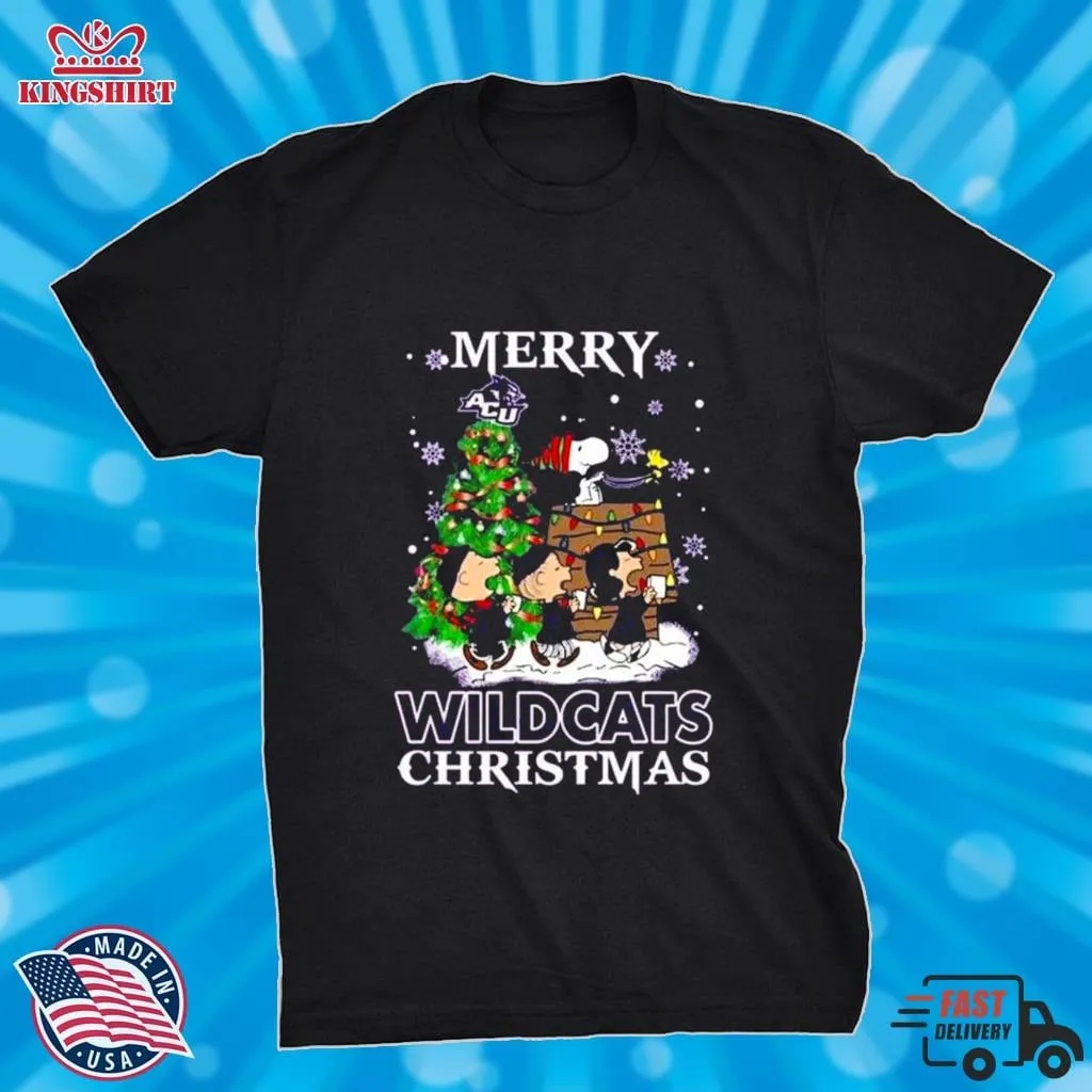 Snoopy And Friends Merry Abilene Christian Wildcats Christmas Shirt