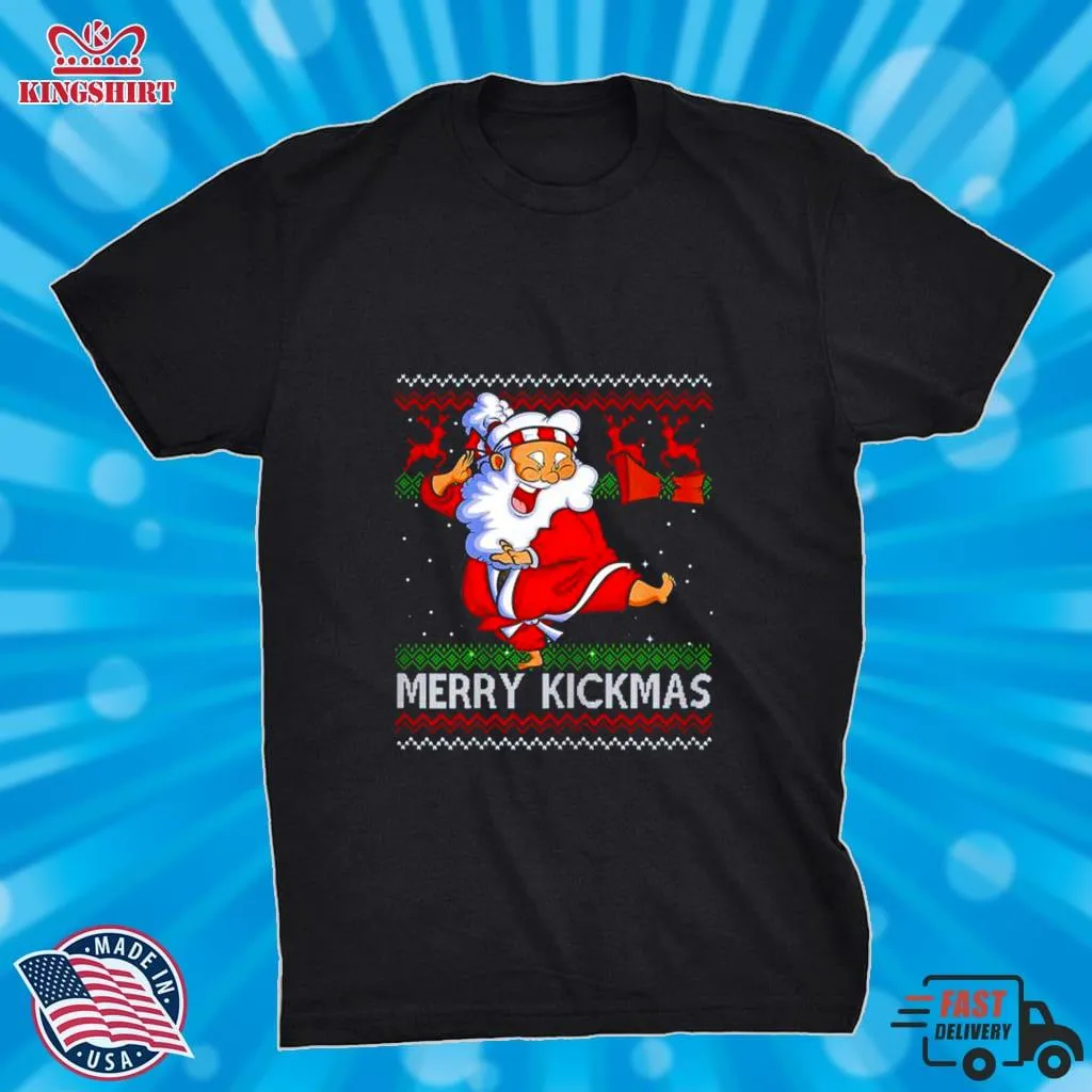 Merry Kickmas Karate Santa Ugly Christmas Shirt