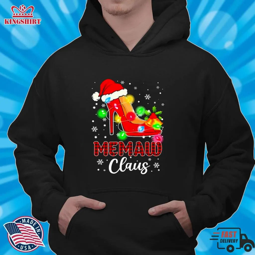 Santa High Heeled Memaw Claus Merry Christmas Light Shirt