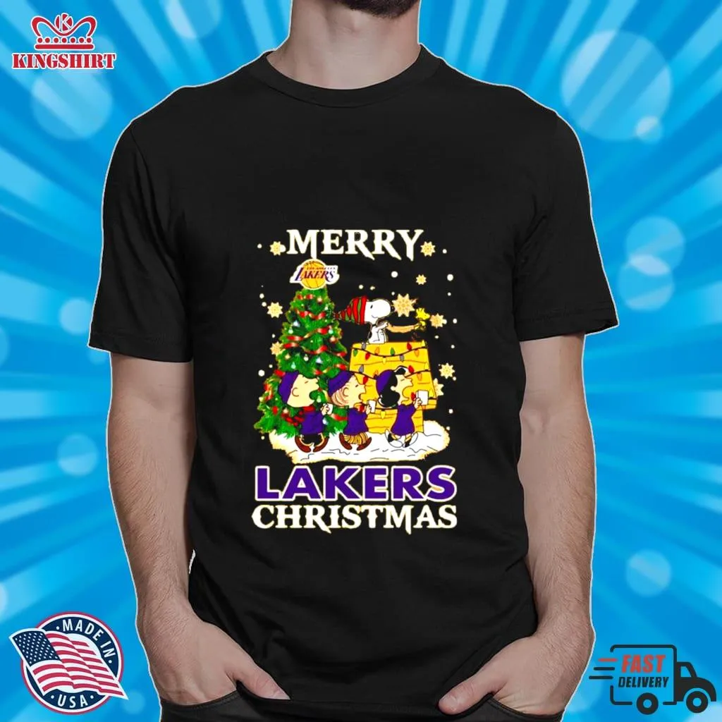 Snoopy And Friends Merry Los Angeles Lakers Christmas Shirt