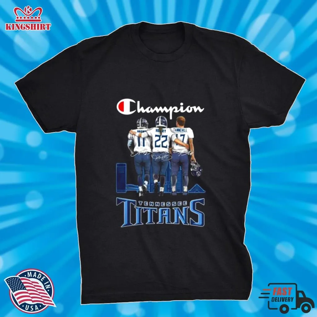 Tennessee Titans Brown Henry And Tannehill Champions Skyline Signatures Shirt