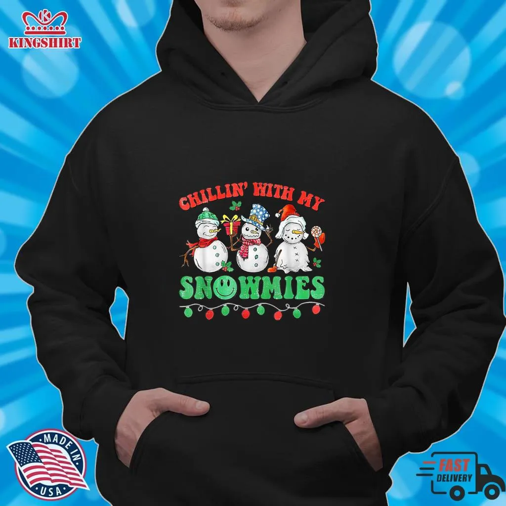 Chillin With My Snowmies Funny Ugly Christmas T Shirt