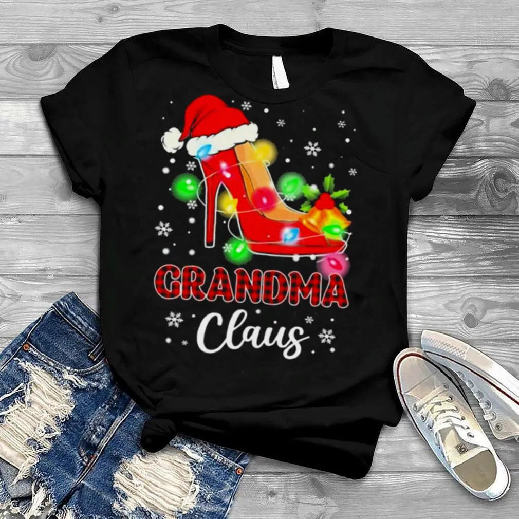 Santa High Heeled Grandma Claus Merry Christmas Light Shirt