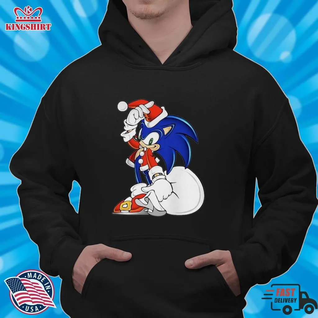 The cool Sonic The Hedgehog In Santa Suit Christmas 2022 Shirt Unisex Tshirt