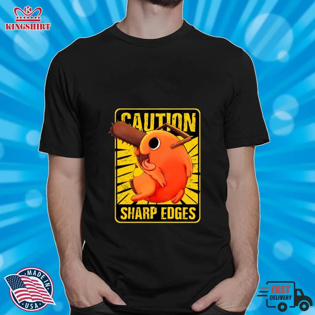Caution Sharp Edges Pochita Chainsaw Man Shirt