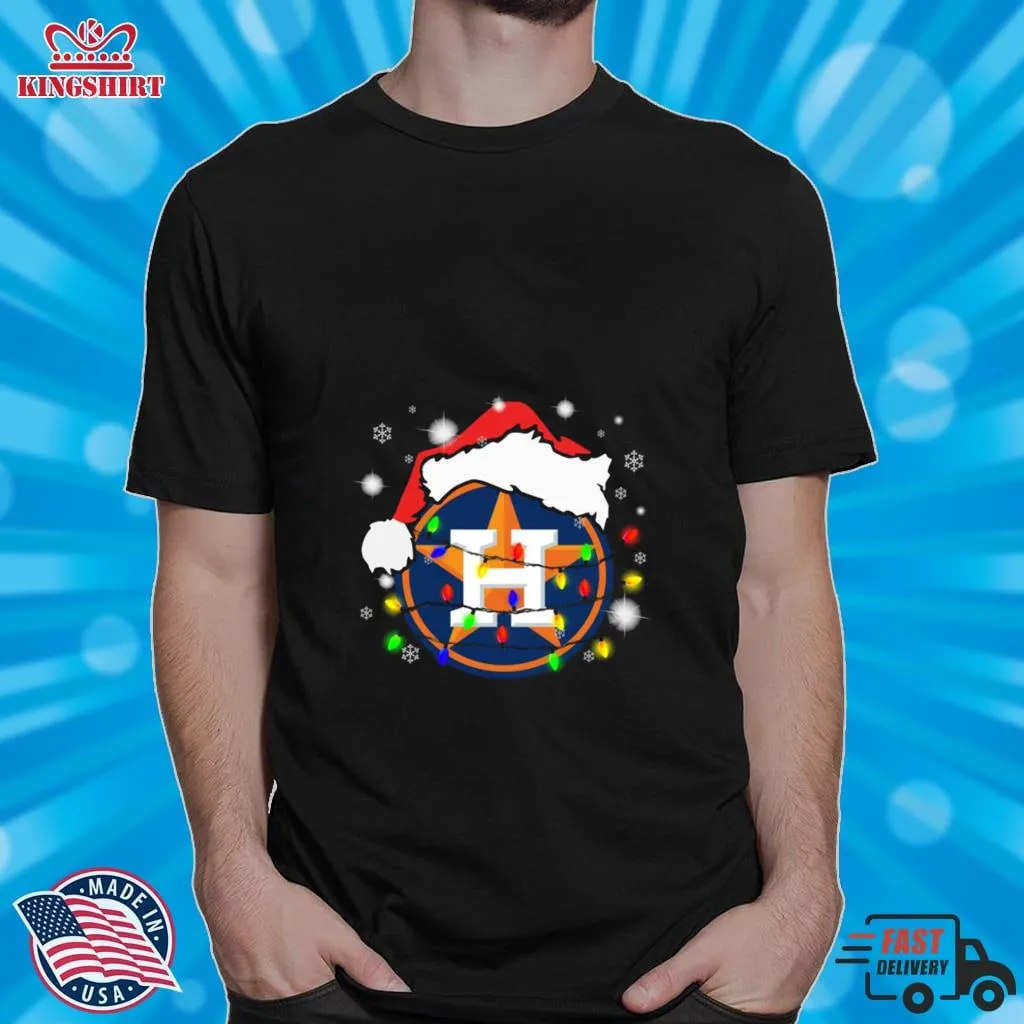 Santa Houston Astros Lights Merry Christmas Lights T Shirt
