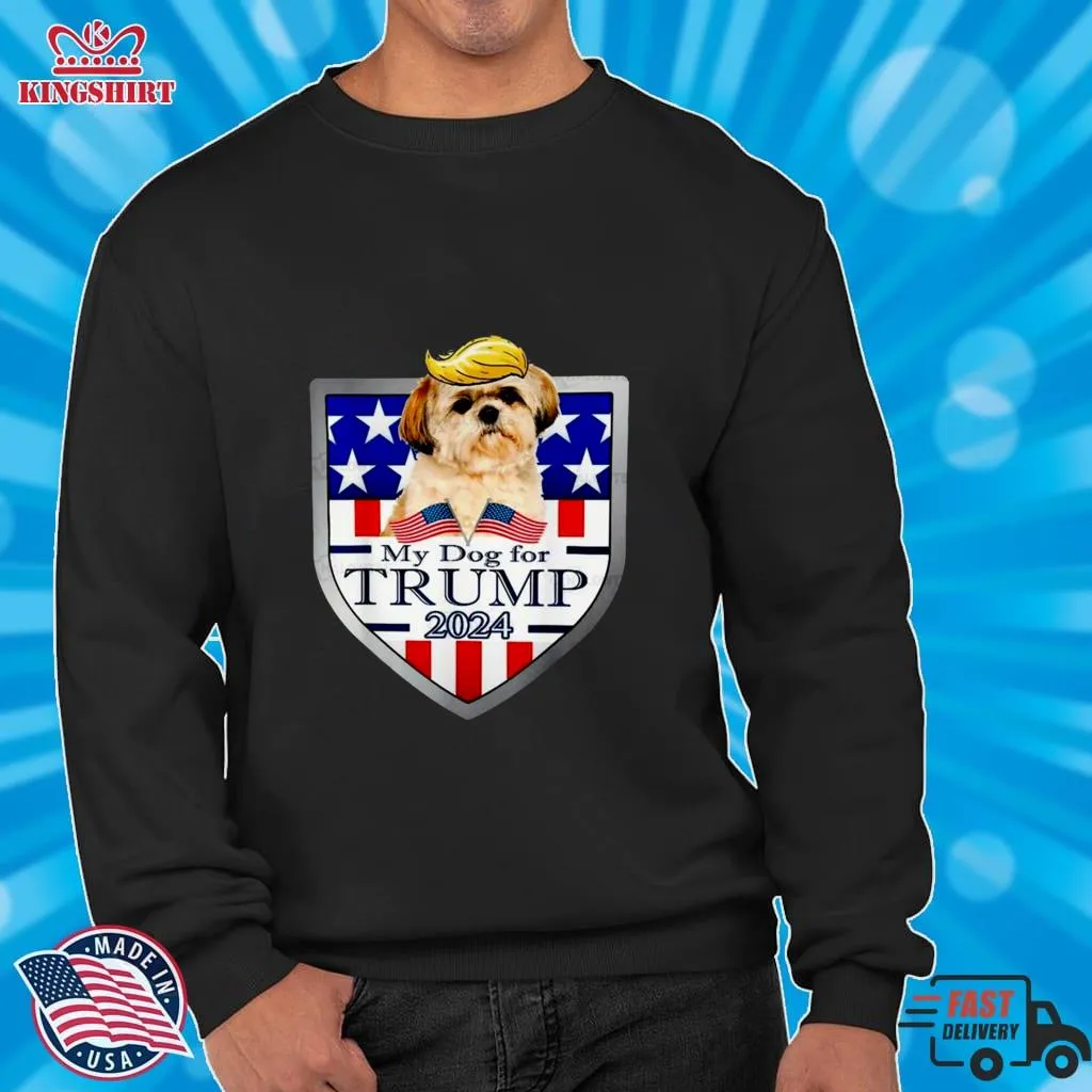 My Dog For Trump 2024 Shih Tzu Dog American Flag Shirt