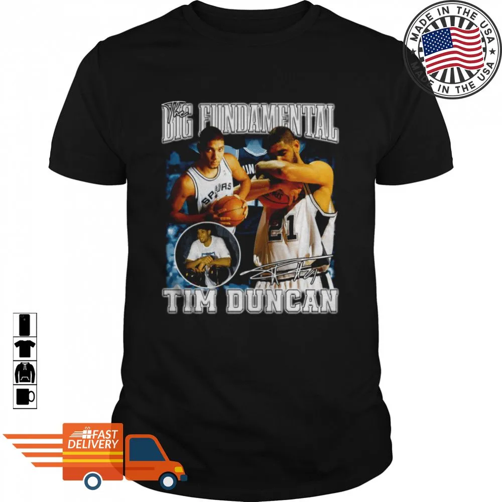 Romantic Style 90S Basketball Legend Tim Duncan The Big Fundamental Shirt V-Neck Unisex
