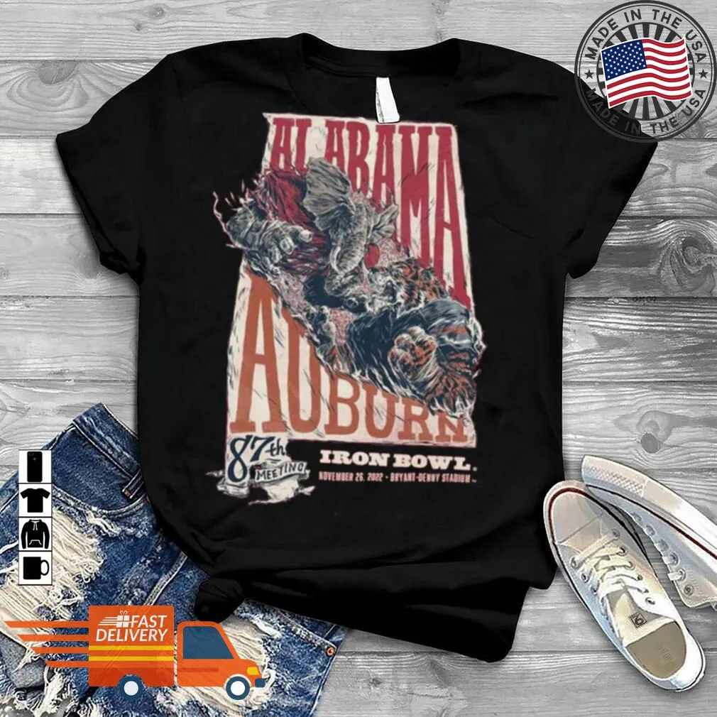 Original Alabama Vs Auburn 87Th Meeting Iron Bowl 2022 Bryant Denny Stadium Shirt Size up S to 4XL