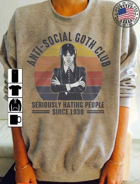Oh Anti Social Goth Club Seriously Hating People Since 1938 Vintage Scary Girl Long Sleeve