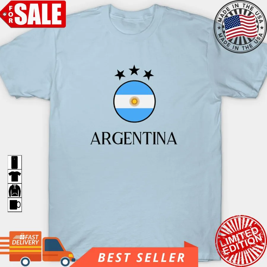Pretium Argentina 2 Black 2 3 Stars T Shirt, Hoodie, Sweatshirt, Long Sleeve Plus Size