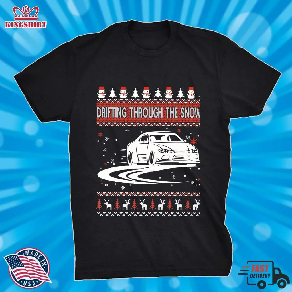 Vintage Drifting Through The Snow Ugly Christmas Sweater Pullover Sweatshirt Size up S to 4XL