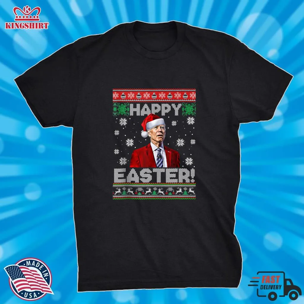 Romantic Style Funny Joe Biden Happy Easter Ugly Christmas Lightweight Sweatshirt Unisex Tshirt