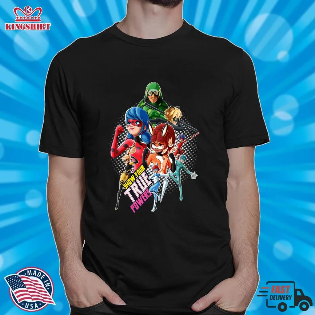 Hot Miraculous Ladybug   All Heroez Show Your True Powers Classic T Shirt Size up S to 4XL