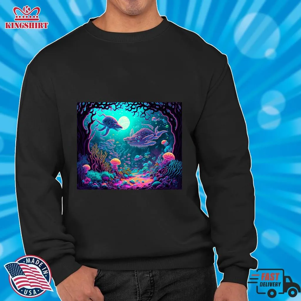 Vintage Psychedelic Alien Seascape Classic T Shirt Youth T-Shirt