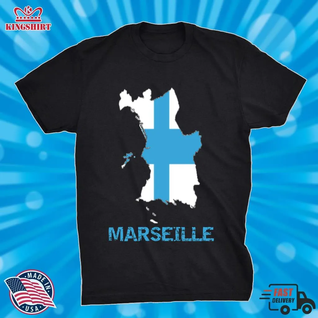 Top Map Of Marseille + Registration In Blue Classic T Shirt Men T-Shirt