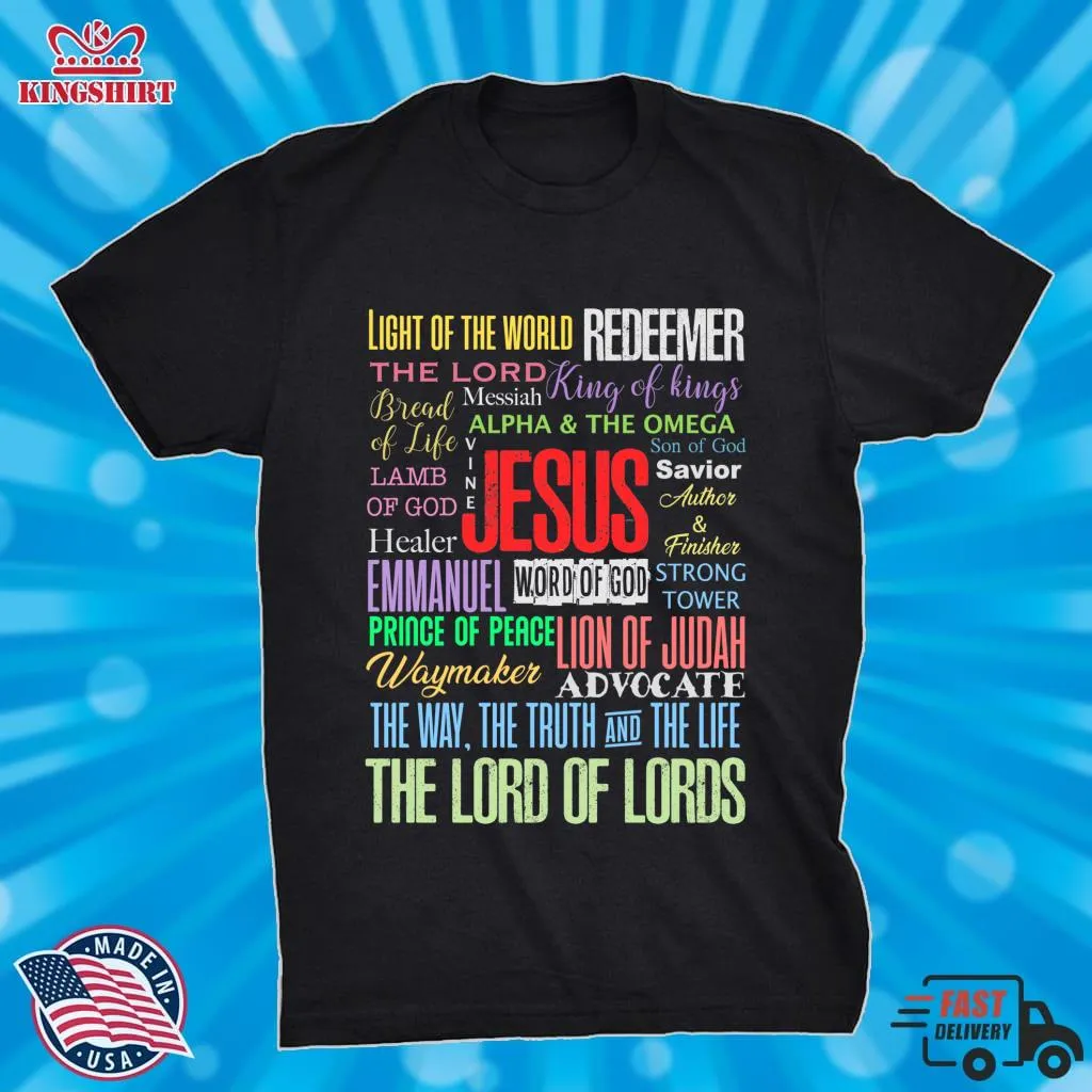 Vintage Names Of Jesus   Christian  Classic T Shirt Size up S to 4XL