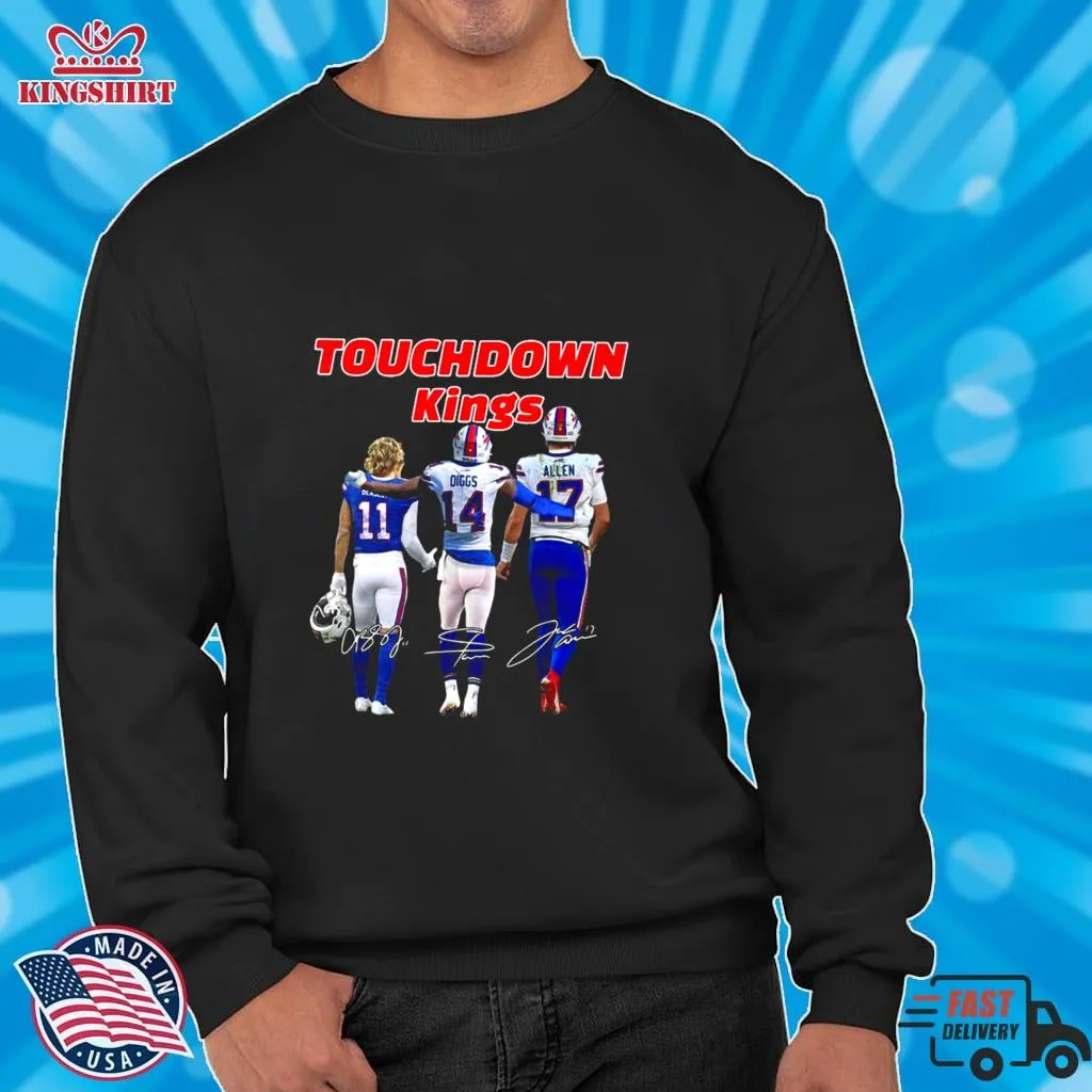 Awesome Touchdown Kings Buffalo Bills Diggs Allen Beasley Signatures Shirt Size up S to 4XL