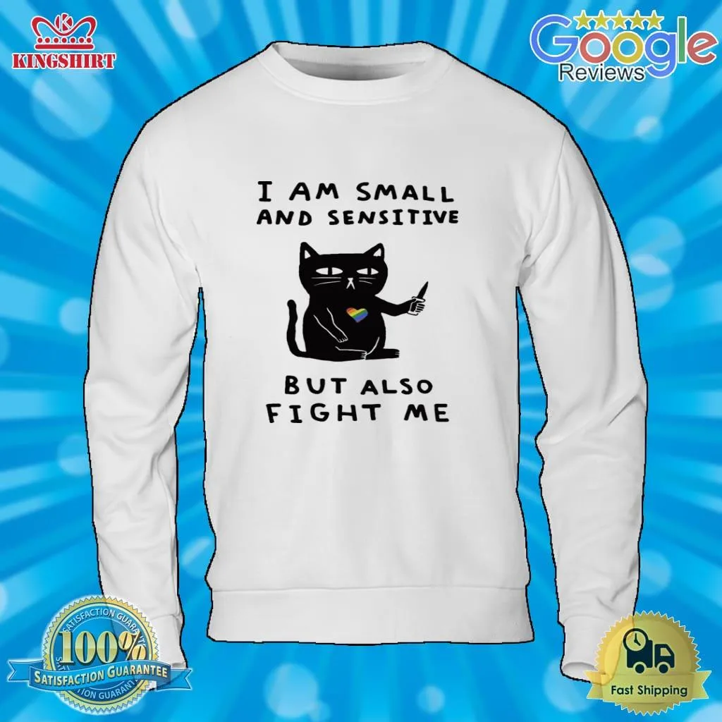 Free Style Black Cat Heart LGBT I Am Small And Sensitive But Also Fight Me Shirt Women T-Shirt