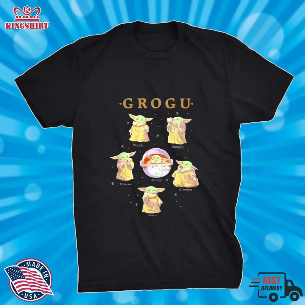 Love Shirt Grogu Baby Yoda Happy Petro Sleepy Hungry Shirt Size up S to 4XL