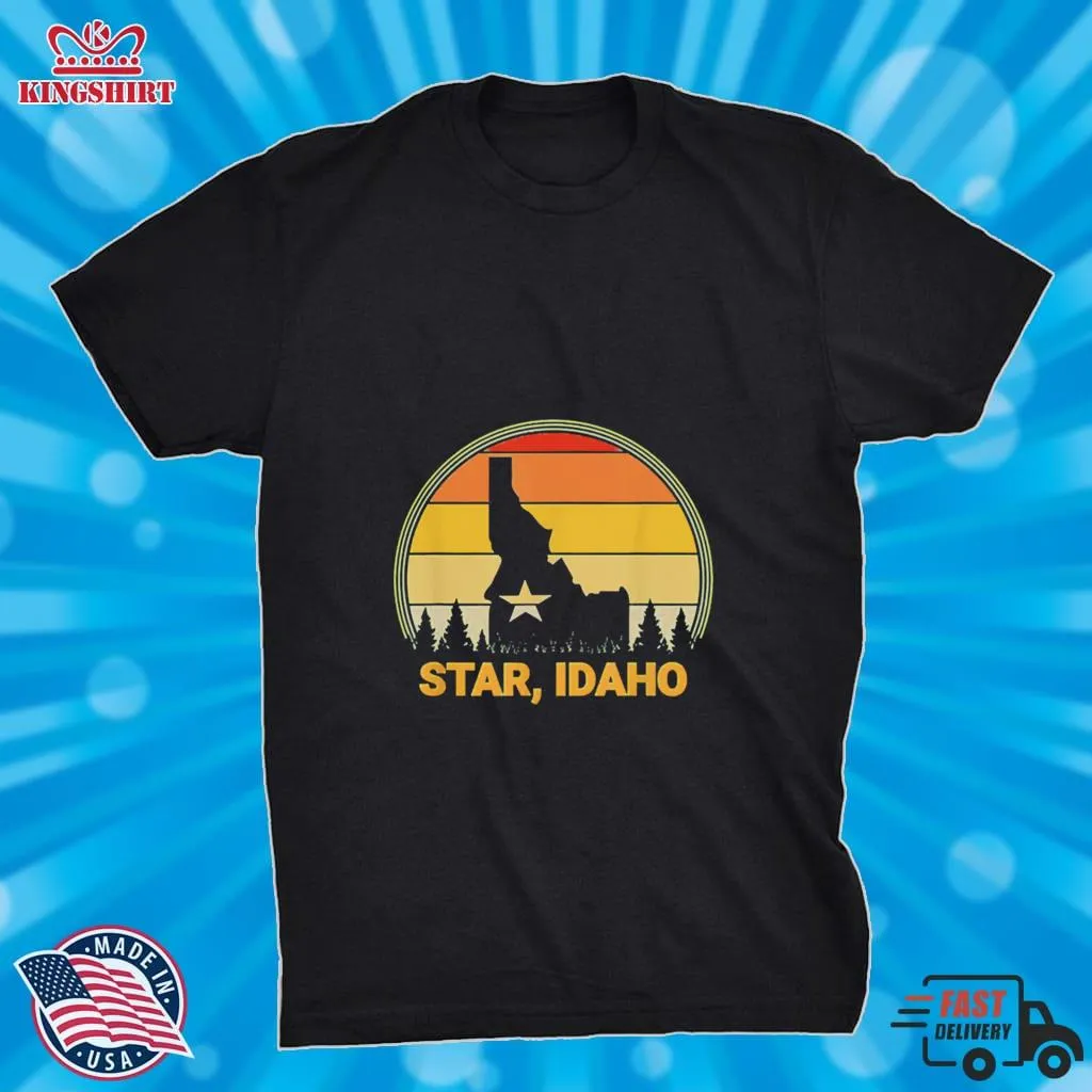 Romantic Style State Of Idaho Retro Vintage Sunset Star Idaho 2021 Shirt V-Neck Unisex