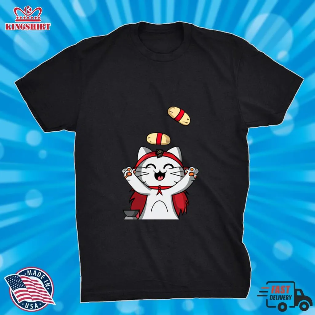 Love Shirt Sushi Juggler Cat,Kawaii Lightweight Sweatshirt Youth T-Shirt