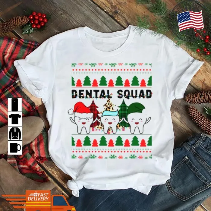 Romantic Style Career Dentist Christmas Dental Squad Funny Christmas Shirt Women T-Shirt