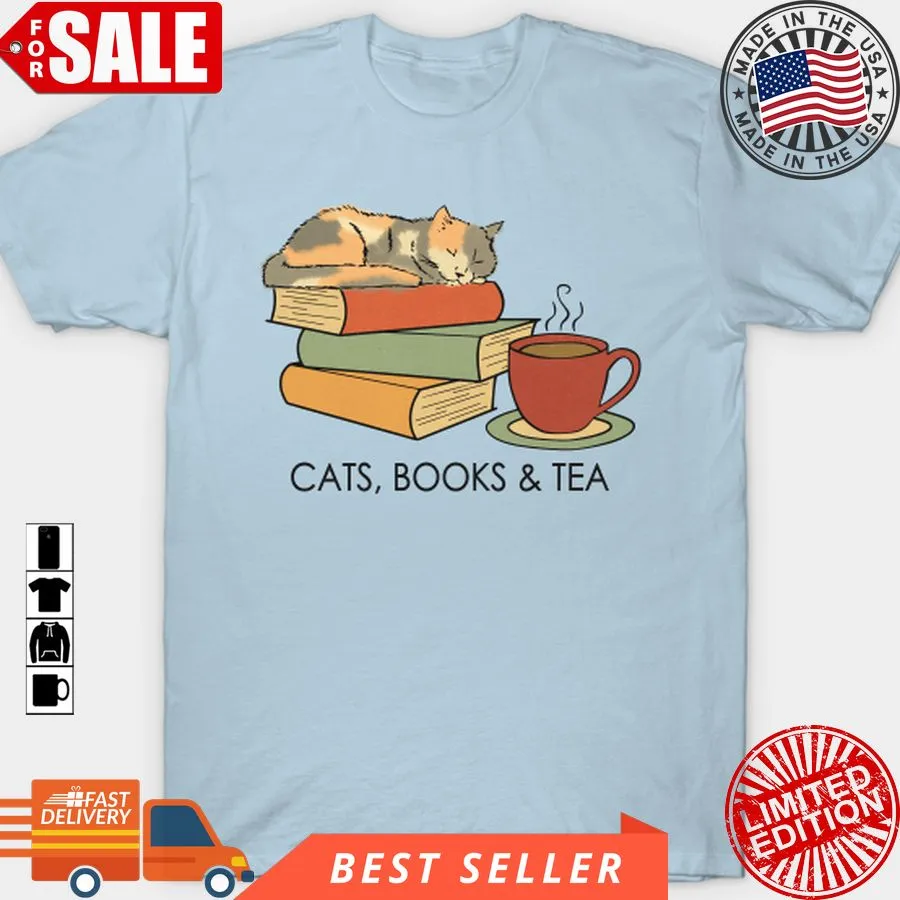 Vintage Cat, Book And Tea T Shirt, Hoodie, Sweatshirt, Long Sleeve Size up S to 4XL