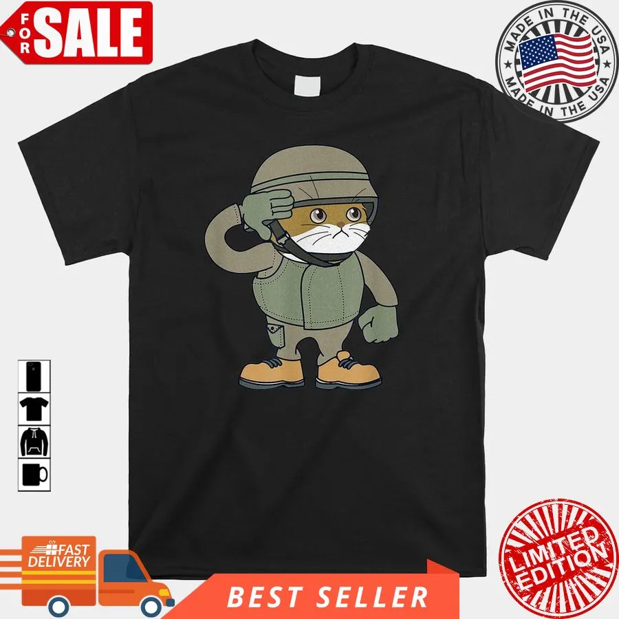 Hot Cat Soldier I Love My Cat Shirt Size up S to 4XL
