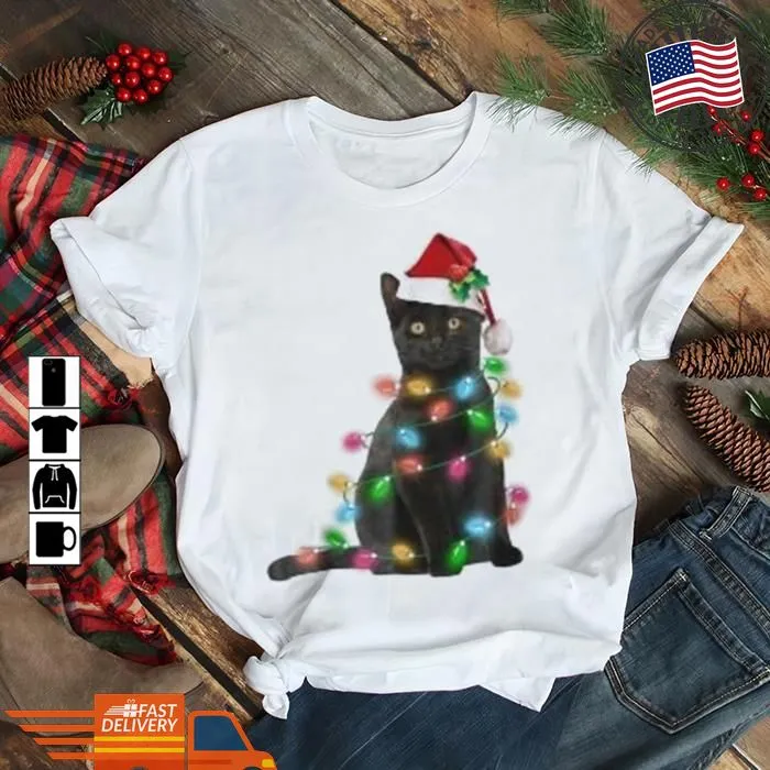 Original Christmas Black Cat Shirt Size up S to 4XL