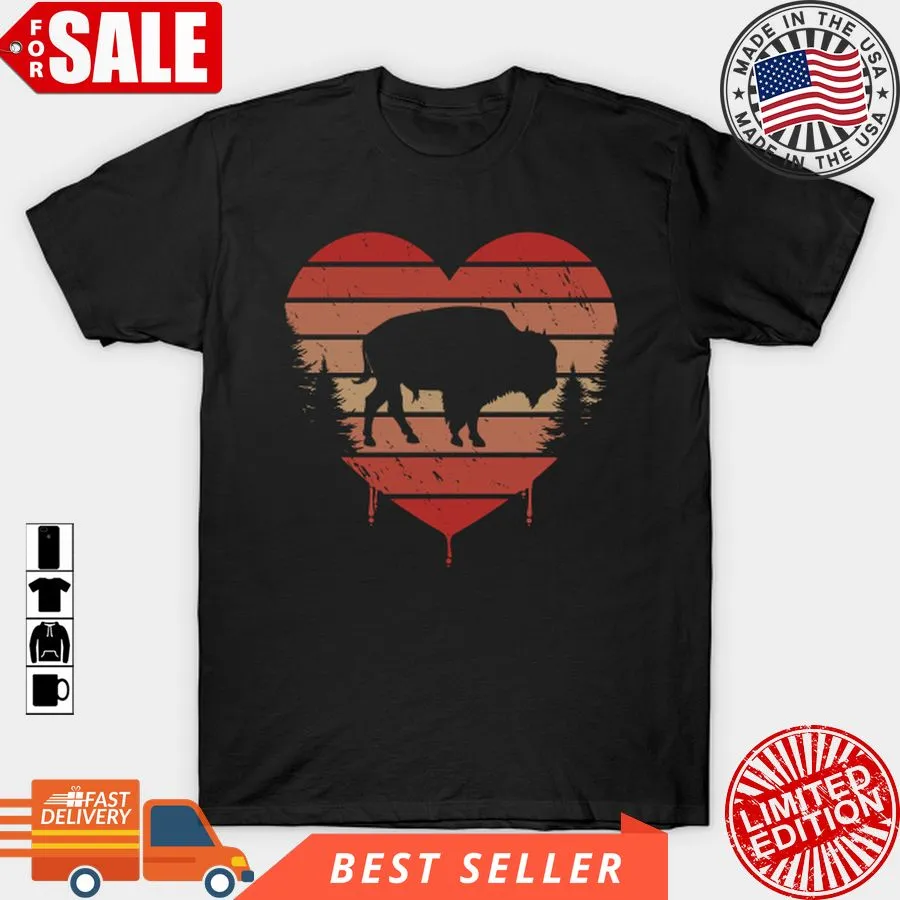 Love Shirt Cute Vintage Heart Bison Valentine Day Love Gift Idea T Shirt, Hoodie, Sweatshirt, Long Sleeve Youth Hoodie