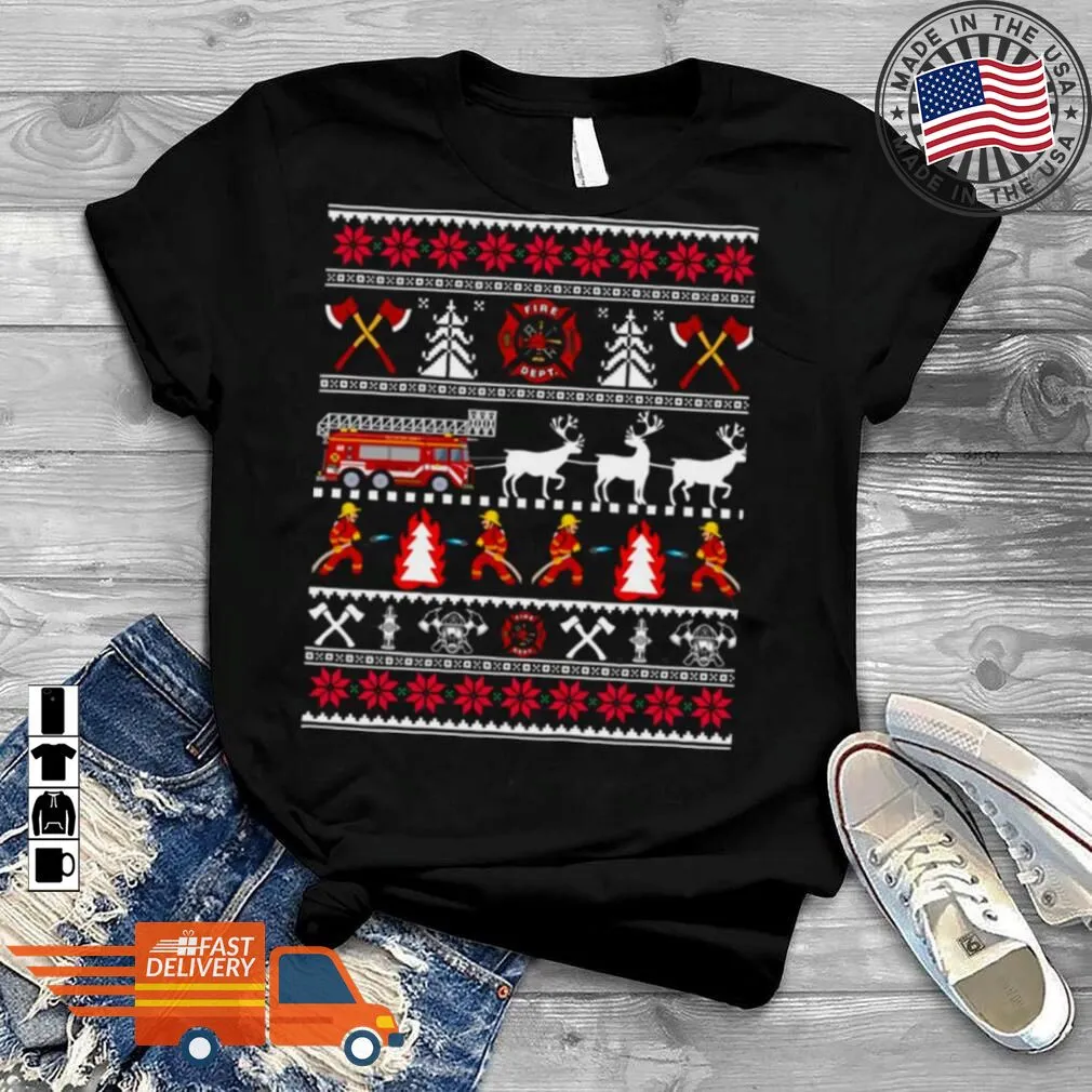 Awesome Day In Life Of Firefighter Ugly Christmas Sweater Fireman Fire Department Christmas Shirt Long Sleeve