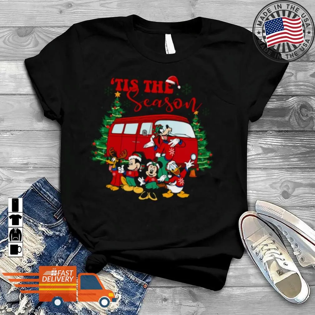 Top Disney The Red Christmas Truck Til The Season Mickey Shirt Men T-Shirt