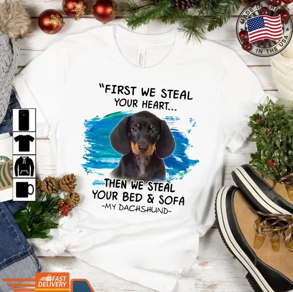 Pretium First We Steal Your Heart The We Steal Your Bed And Sofa My Dachshund Hoodie