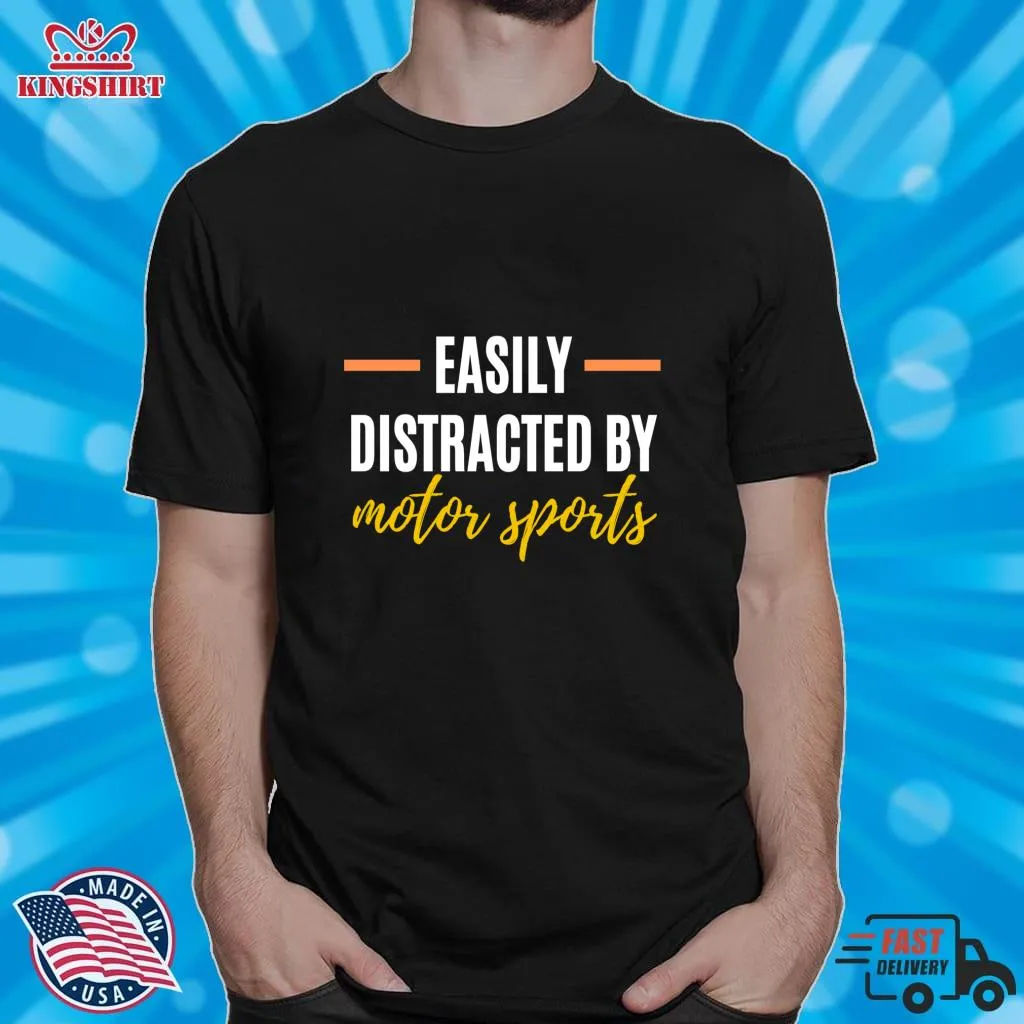 Funny Easily Distracted By Motor Sports   Perfect Gift For Hobbies Lightweight Hoodie Plus Size